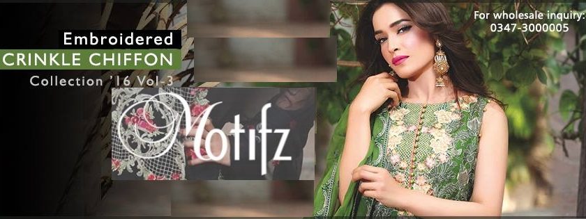 Motifz Embroidered Crinkle Chiffon Dresses Best Eid Collection 2016-2017 (2)