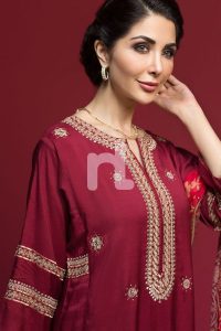 maroon silk fancy formal winter dress