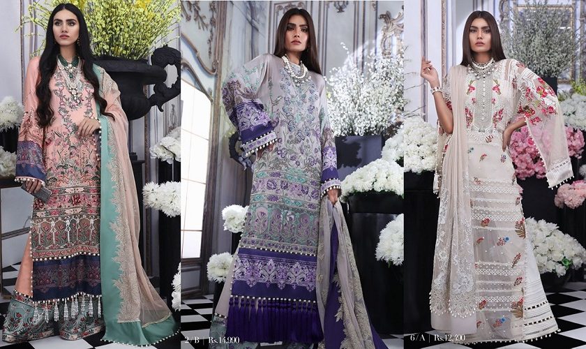 Sana Safinaz Silk Chiffon Dresses Designs Luxury Collection 2019-2020