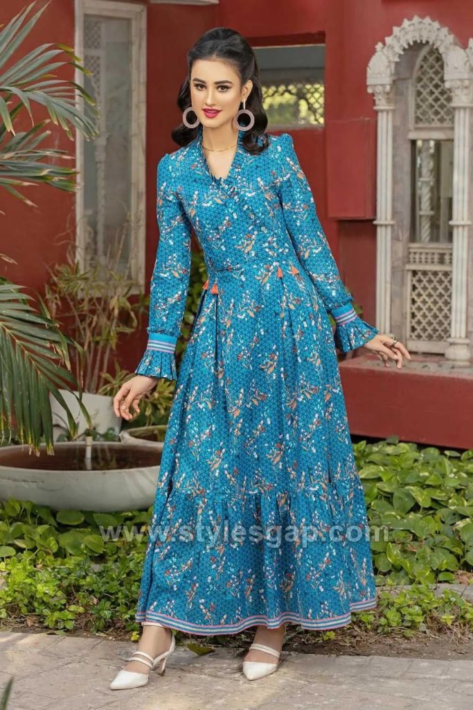 Latest Summer Single Printed Dresses Digital Floral Designs 2023