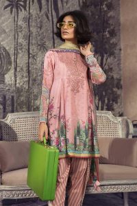 pink printed karandi dress