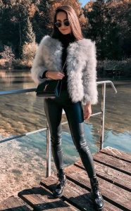 soft fuax fur grey jacket