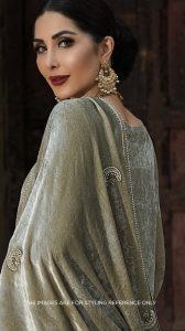 grey embroidered velvet shawl