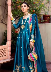 teal blue color party and wedding wear frock