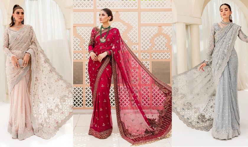 Latest Pakistani Saree Designs Collection by Maria